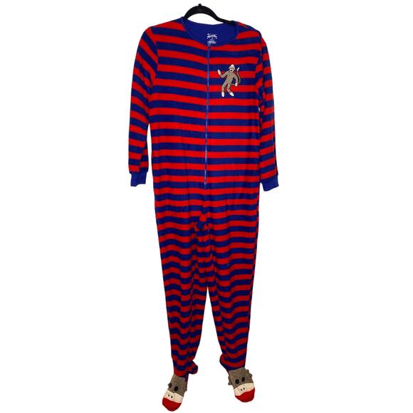 Nick & Nora Sleepwear Onesie Striped Footie Pajamas EUC Sz M Polyester Women’s - Picture 1 of 12